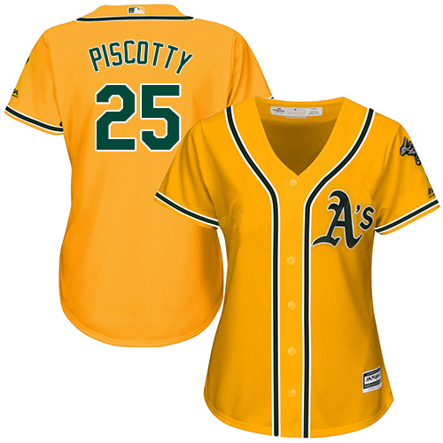Oakland Athletics #25 Stephen Piscotty Gold Alternate Women's Stitched Jersey Womens