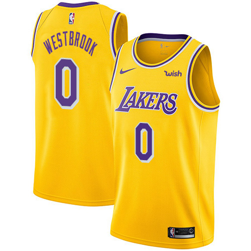 Los Angeles Lakers #0 Russell Westbrook Womens Gold Swingman Icon Edition Jersey Womens