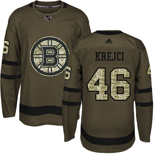 Adidas Boston Bruins #46 David Krejci Green Salute to Service Stitched Jersey Men's