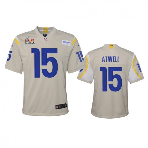 Los Angeles Los Angeles Rams #15 Tutu Atwell Youth Super Bowl LVI Patch Game Jersey - Bone Youth