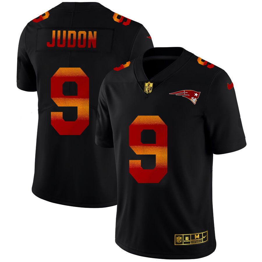 New England Patriots #9 Matt Judon Men's Black Red Orange Stripe Vapor Limited Jersey