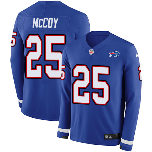 Buffalo Bills #25 LeSean McCoy Royal Blue Team Color Men's Stitched Limited Therma Long Sleeve Jersey Men's