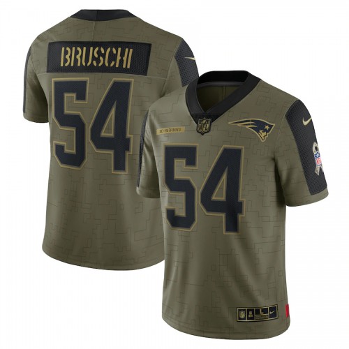 New England New England Patriots #54 Tedy Bruschi Olive 2021 Salute To Service Limited Player Jersey Men's