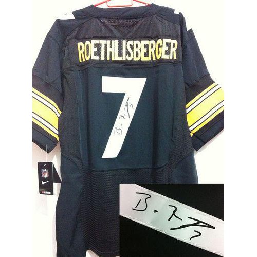 Pittsburgh Steelers #7 Ben Roethlisberger Black Team Color Men's Stitched Elite Autographed Jersey Men's