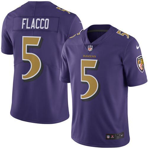 Baltimore Ravens #5 Joe Flacco Purple Men's Stitched Limited Rush Jersey Men's
