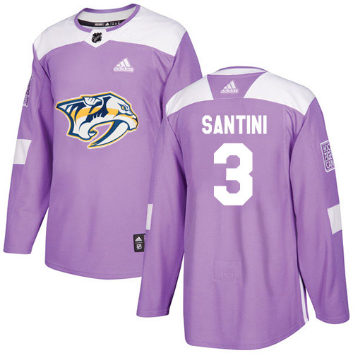 Adidas Nashville Predators #3 Steven Santini Purple Authentic Fights Cancer Stitched Youth Jersey Youth
