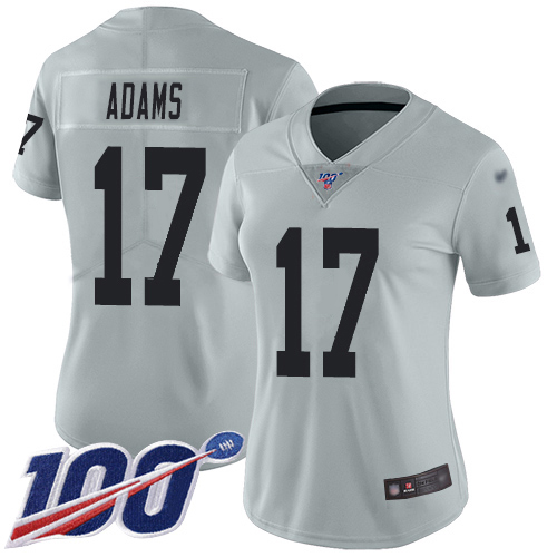 Raiders #17 Davante Adams Silver Women's Stitched Limited Inverted Legend 100th Season Jersey