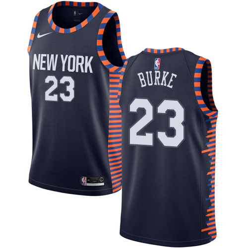 New York Knicks #23 Trey Burke Navy Swingman City Edition 2018/19 Jersey Mens
