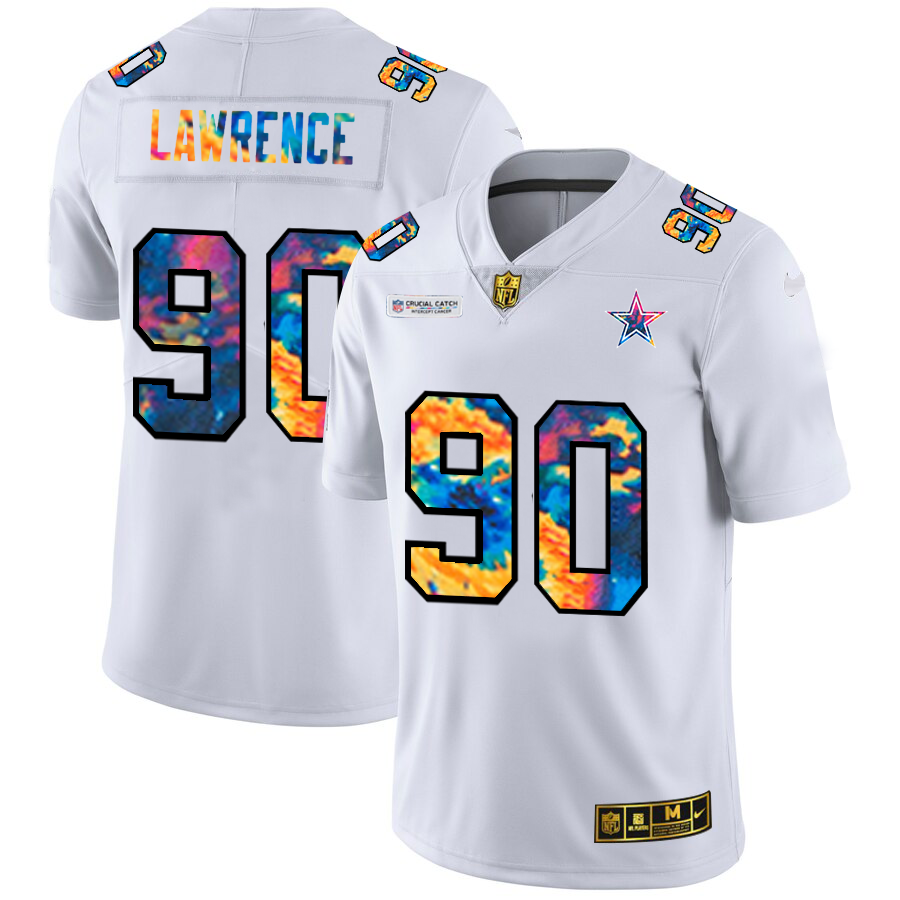 Dallas Cowboys #90 Demarcus Lawrence Men's White Multi-Color 2020 Crucial Catch Limited Jersey