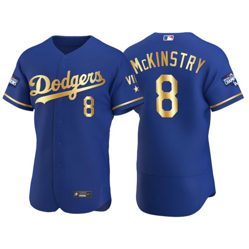 Los Angeles Los Angeles Dodgers #8 Zach McKinstry Men's Authentic 2021 Gold Program World Series Champions Jersey Royal Men's