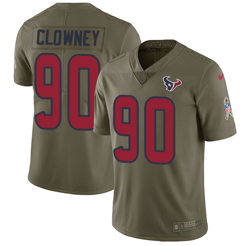Houston Texans #90 Jadeveon Clowney Olive Youth Stitched Limited 2017 Salute to Service Jersey Youth