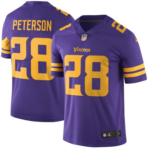 Minnesota Vikings #28 Adrian Peterson Purple Men's Stitched Limited Rush Jersey Men's