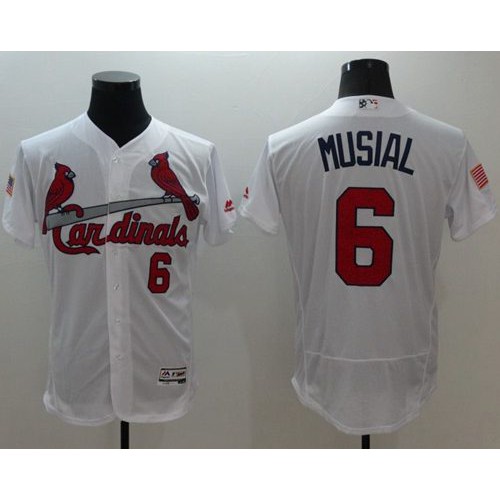 St.Louis Cardinals #6 Stan Musial White Fashion Stars & Stripes Flexbase Authentic Stitched Jersey Men's