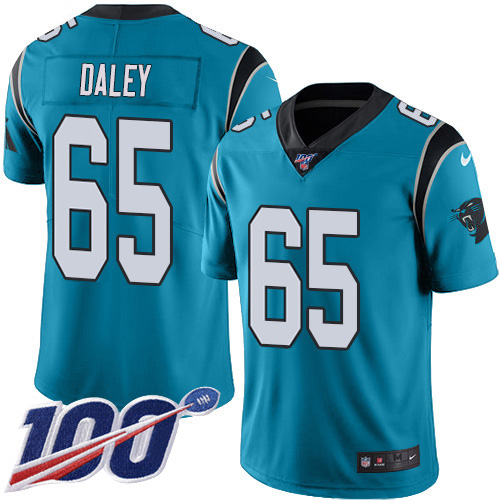 Carolina Panthers #65 Dennis Daley Blue Youth Stitched Limited Rush 100th Season Jersey Youth