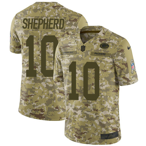 Green Bay Packers #10 Darrius Shepherd Camo Men's Stitched Limited 2018 Salute To Service Jersey Men's