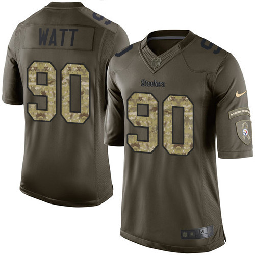 Steelers #90 T. J. Watt Green Youth Stitched Limited 2015 Salute To Service Jersey