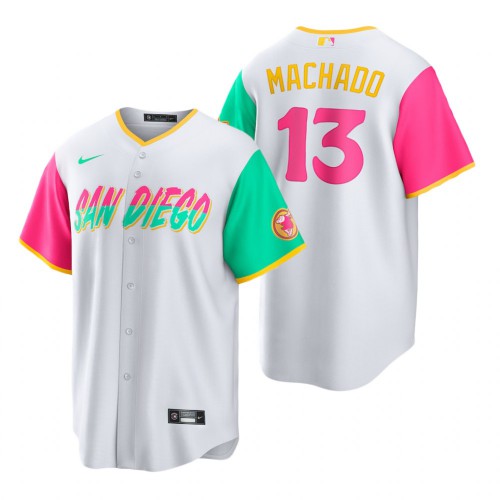 San Diego San Diego Padres #13 Manny Machado 2022 City Connect Men's Games Jersey - White Men's