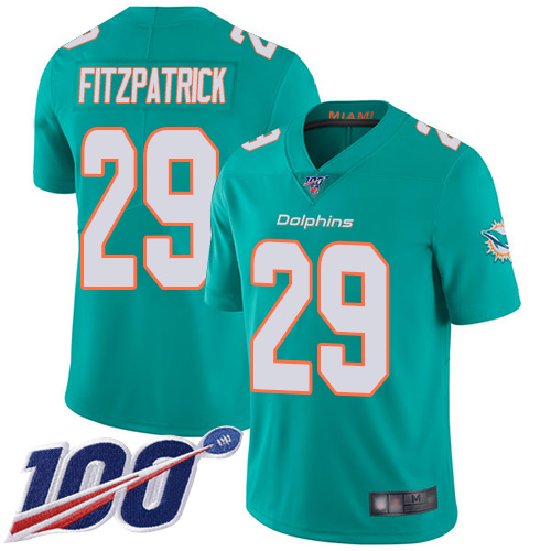 Miami Dolphins #29 Minkah Fitzpatrick Aqua Green Team Color Youth Stitched 100th Season Vapor Limited Jersey Youth
