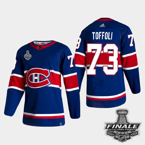 Adidas Montreal Canadiens #73 Tyler Toffoli Blue Road Authentic Youth 2021 Stanley Cup Final Patch Jersey Youth