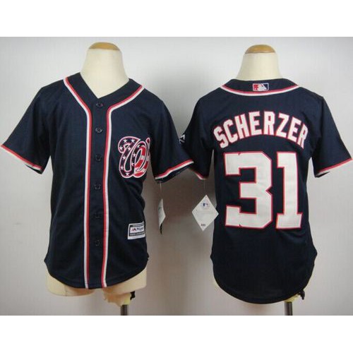 Washington Nationals #31 Max Scherzer Blue Cool Base Stitched Youth Jersey Youth