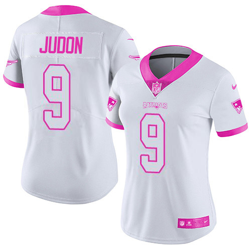 Patriots #9 Matt Judon White/Pink Women's Stitched Limited Rush Fashion Jersey
