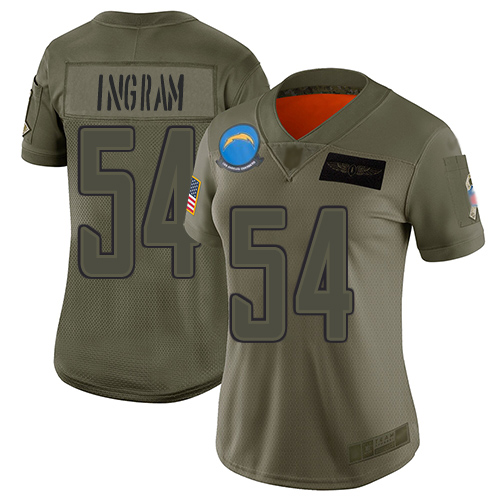 Los Angeles Chargers #54 Melvin Ingram Camo Women's Stitched Limited 2019 Salute to Service Jersey Womens