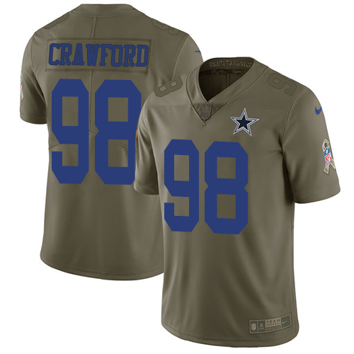 Dallas Cowboys #98 Tyrone Crawford Olive Men's Stitched Limited 2017 Salute To Service Jersey Men's