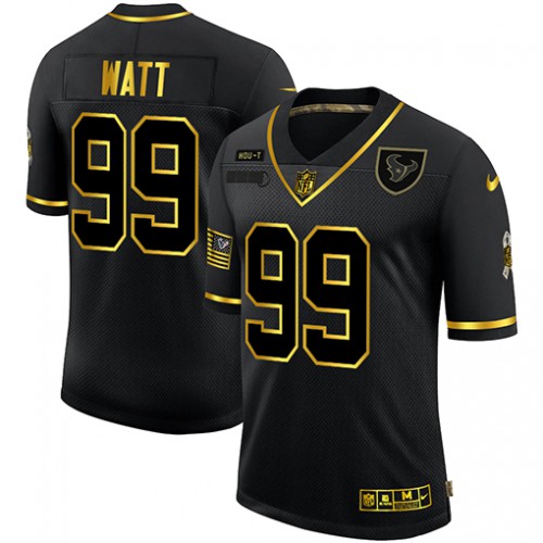 Houston Houston Texans #99 J.J. Watt Men's 2020 Salute To Service Golden Limited Jersey Black Men's