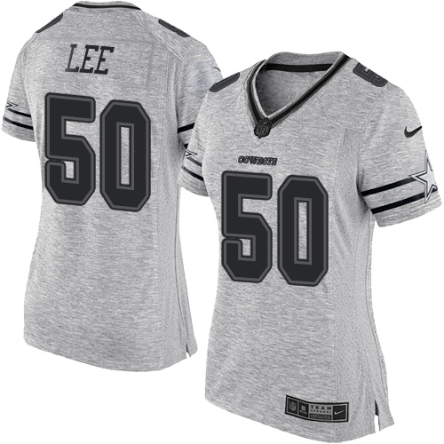 Dallas Cowboys #50 Sean Lee Gray Women's Stitched Limited Gridiron Gray II Jersey Womens
