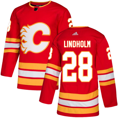 Adidas Calgary Flames #28 Elias Lindholm Red Alternate Authentic Stitched Youth Jersey Youth