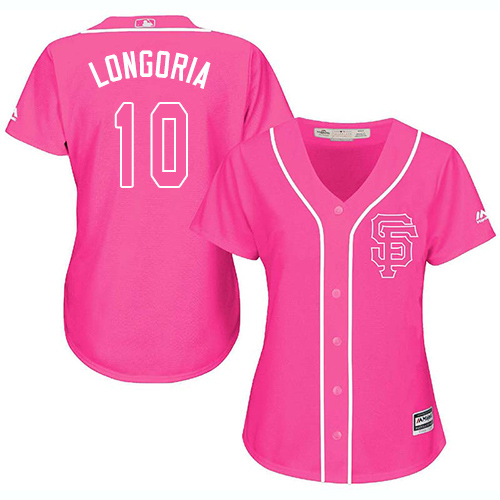 San Francisco Giants #10 Evan Longoria Pink Fashion Women's Stitched Jersey Womens