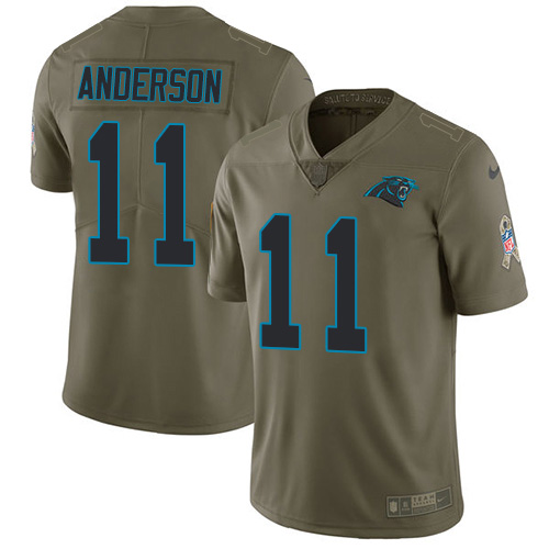 Carolina Panthers #11 Robby Anderson Olive Youth Stitched Limited 2017 Salute To Service Jersey Youth