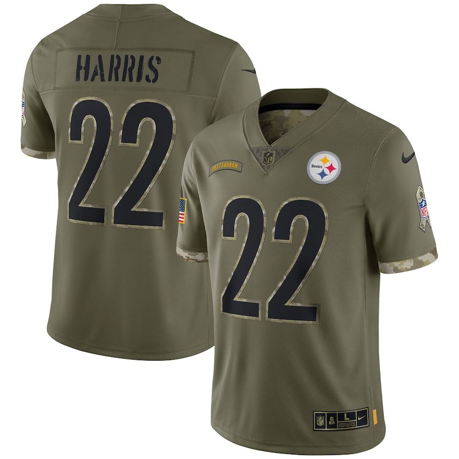 Pittsburgh Steelers #22 Najee Harris Men's 2022 Salute To Service Limited Jersey - Olive