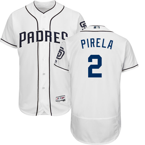 San Diego Padres #2 Jose Pirela White Flexbase Authentic Collection Stitched Jersey Men's