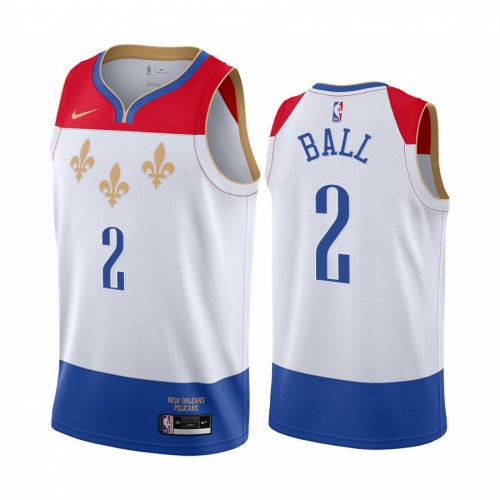 New Orleans Pelicans #2 Lonzo Ball White Swingman 2020-21 City Edition Jersey Mens