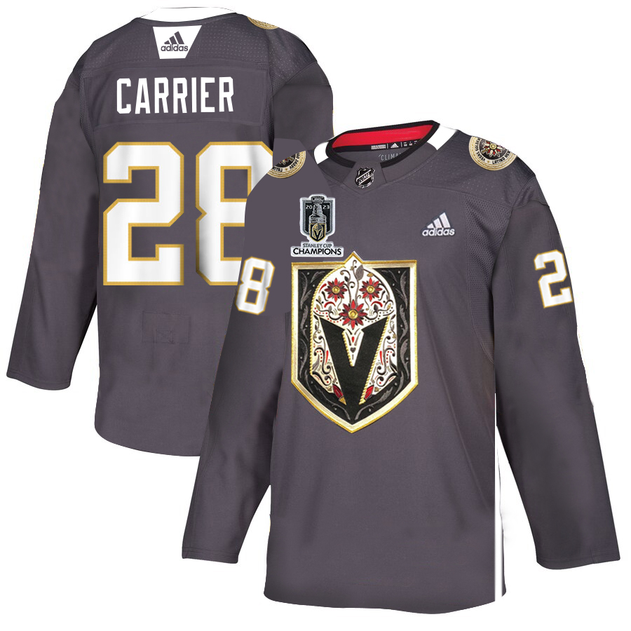 Vegas Golden Knights #28 William Carrier Men's Grey 2023 Stanley Cup Champions Adidas Latino Heritage Night Stitched Jersey