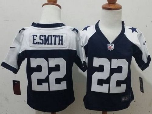 Toddler Cowboys #22 Emmitt Smith Navy Blue Thanksgiving Stitched Elite Jersey