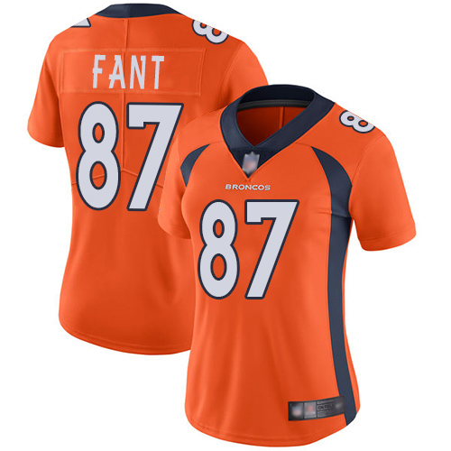 Denver Broncos #87 Noah Fant Orange Team Color Women's Stitched Vapor Untouchable Limited Jersey Womens