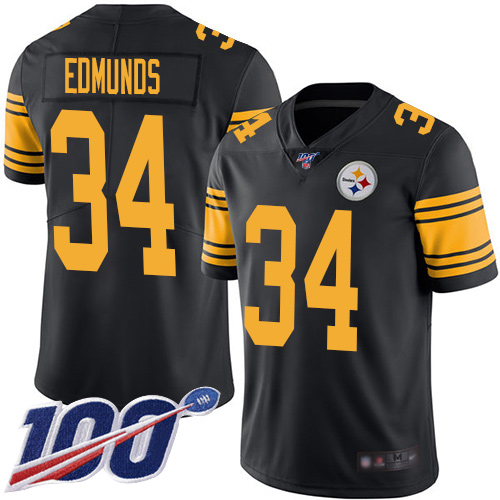Pittsburgh Steelers #34 Terrell Edmunds Black Men's Stitched Limited Rush 100th Season Jersey Men's
