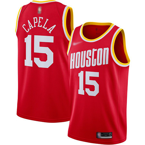 Houston Rockets #15 Clint Capela Red Swingman Hardwood Classics Jersey Mens