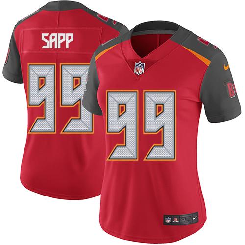 Tampa Bay Buccaneers #99 Warren Sapp Red Team Color Women's Stitched Vapor Untouchable Limited Jersey Womens