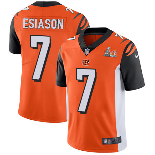 Cincinnati Bengals #7 Boomer Esiason Orange Alternate Super Bowl LVI Patch Youth Stitched Vapor Untouchable Limited Jersey Youth