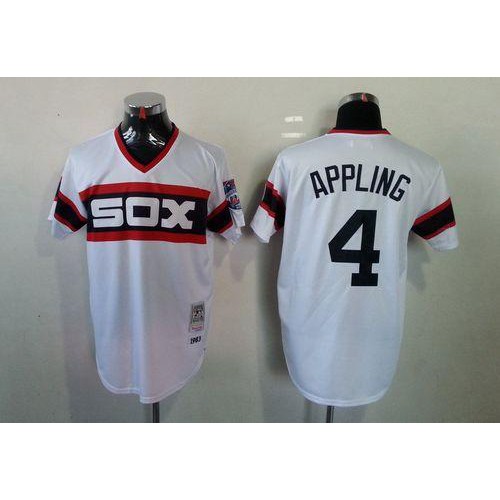 Mitchell And Ness 1983 Chicago White Sox #4 Luke Appling White Throwback Stitched Jersey Men's