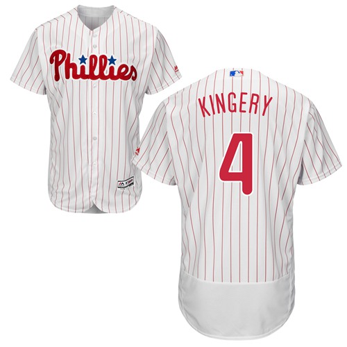 Philadelphia Phillies #4 Scott Kingery White(Red Strip) Flexbase Authentic Collection Stitched Jersey Men's