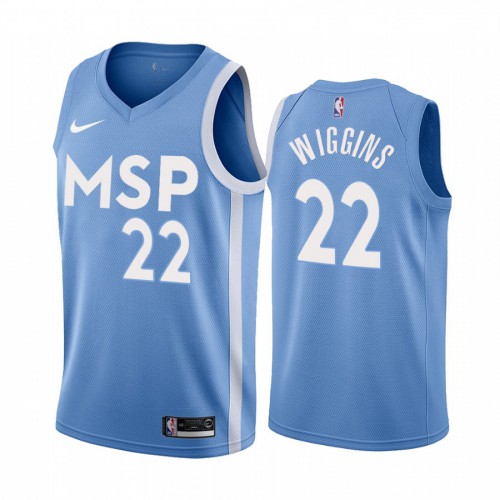 Minnesota Timberwolves #22 Andrew Wiggins Mens Unveil 2019-20 City Edition Swingman Jersey Blue Mens