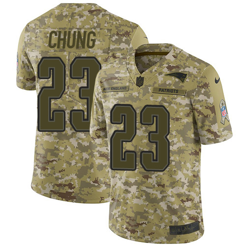 New England Patriots #23 Patrick Chung Camo Men's Stitched Limited 2018 Salute To Service Jersey Men's
