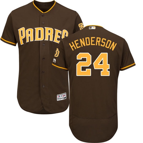 San Diego Padres #24 Rickey Henderson Brown Flexbase Authentic Collection Stitched Jersey Men's
