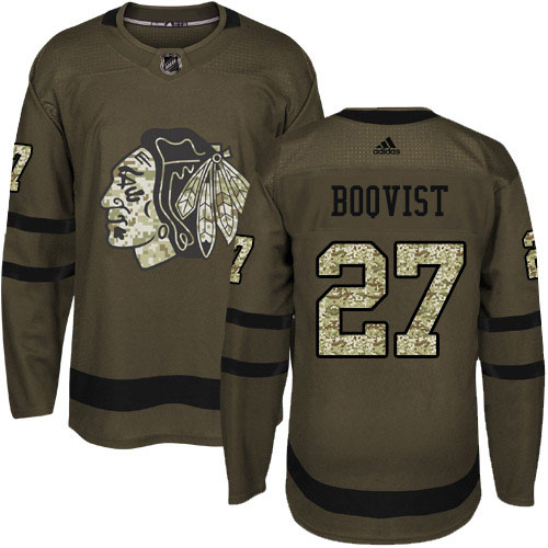 Adidas Chicago Blackhawks #27 Adam Boqvist Green Salute to Service Stitched Youth Jersey Youth