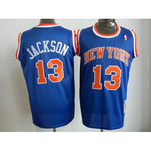 Mitchell And Ness New York Knicks #13 Mark Jackson Blue Throwback Stitched Jersey Mens