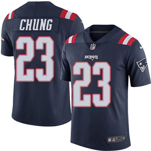 New England Patriots #23 Patrick Chung Navy Blue Youth Stitched Limited Rush Jersey Youth